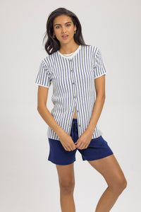 Jacquard Lounge Blue Pinstripes Shirt